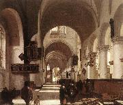 WITTE, Emanuel de Interior of a Protastant Gothic Church oil